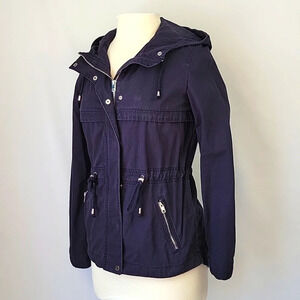 H&M Divided Hooded Anorak Utility Jacket Navy Size 4